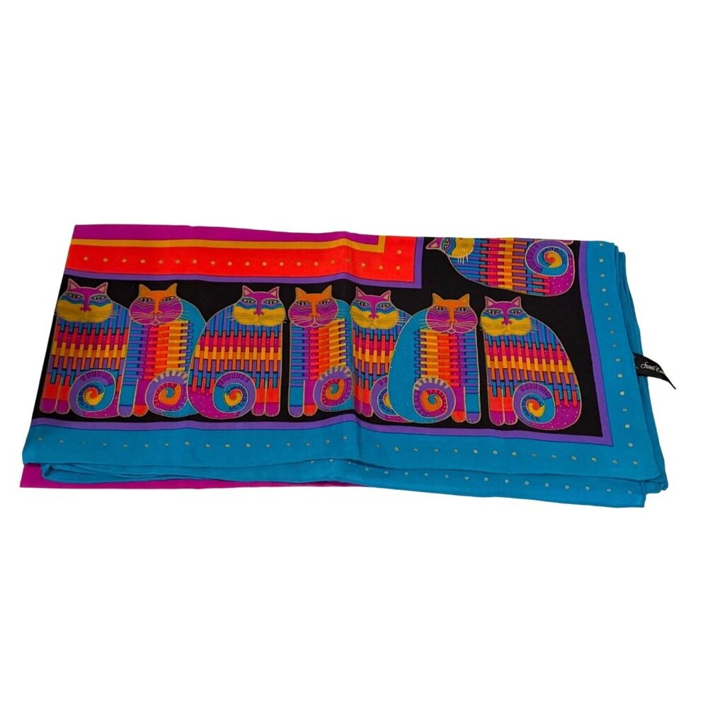Laurel Birch Women's Cat Scarf Turquoise Pink 33" NWOT